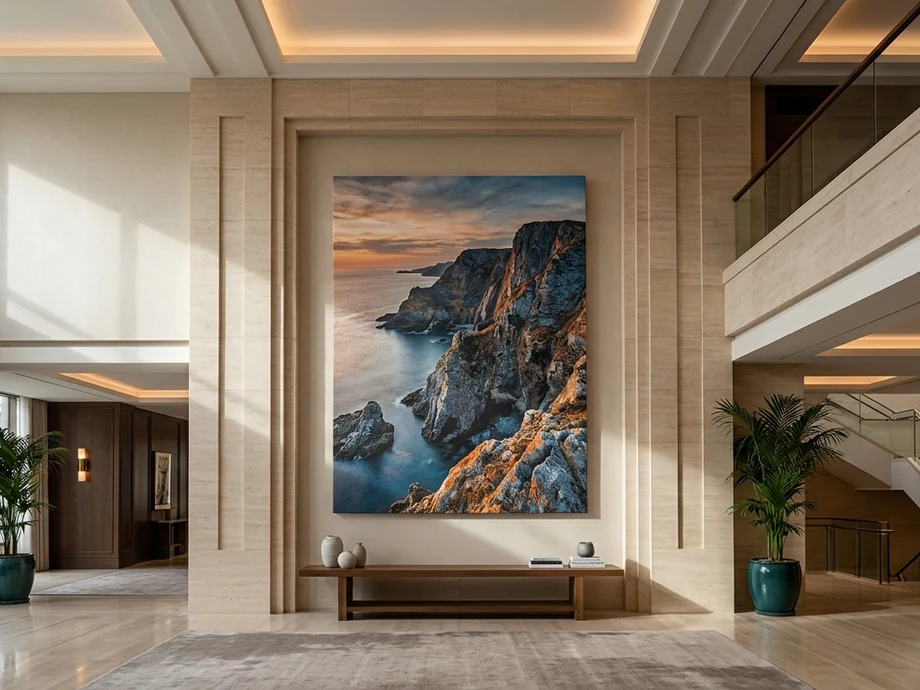 Giant canvas print displayed in a modern living room