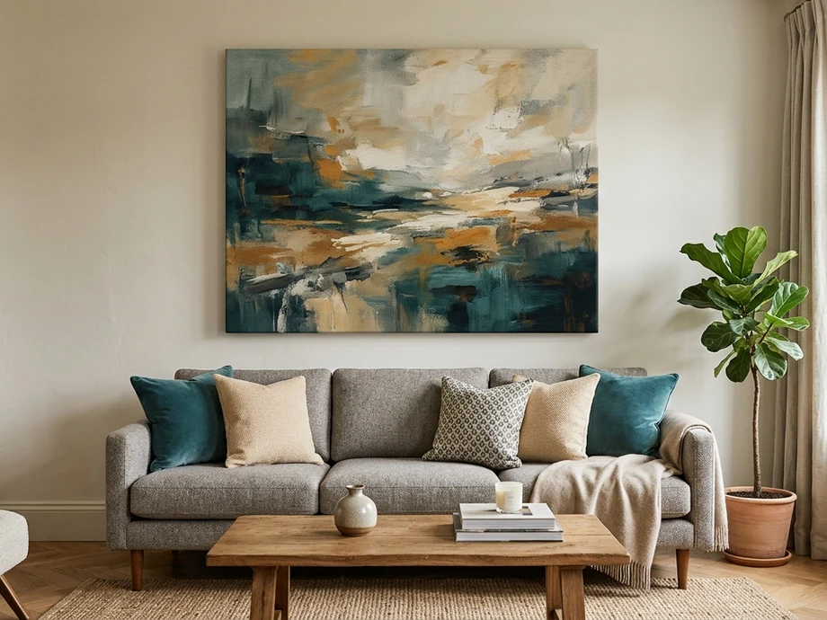 Large canvas print displayed in a modern living room