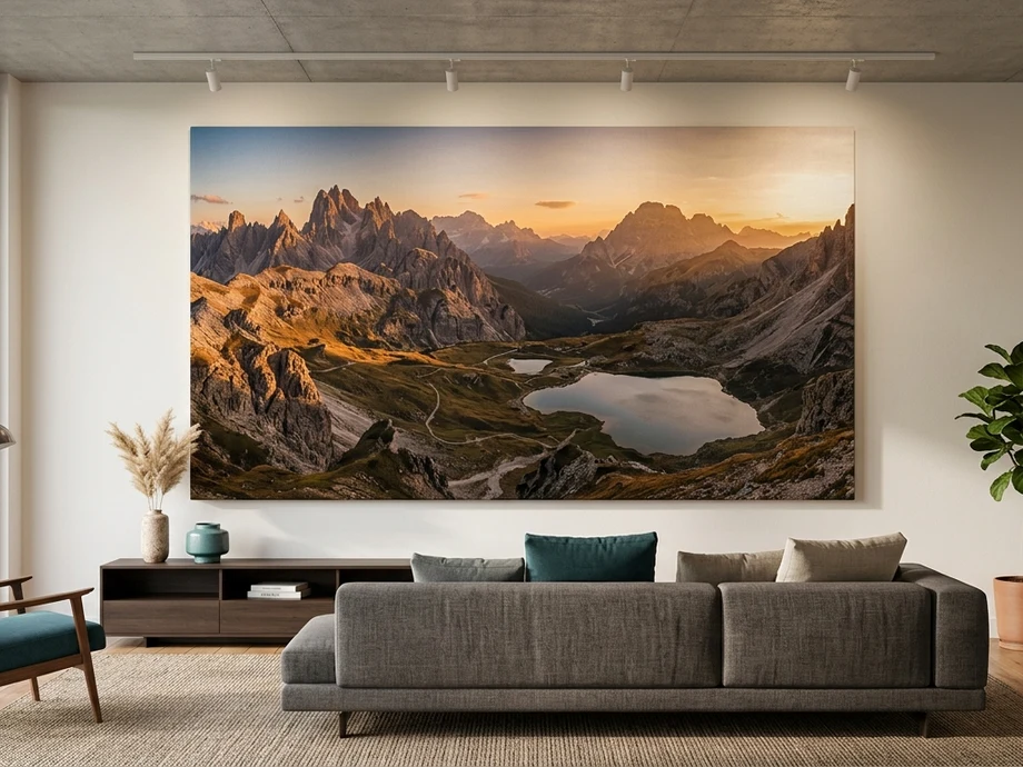 Oversized canvas print displayed in a modern living room