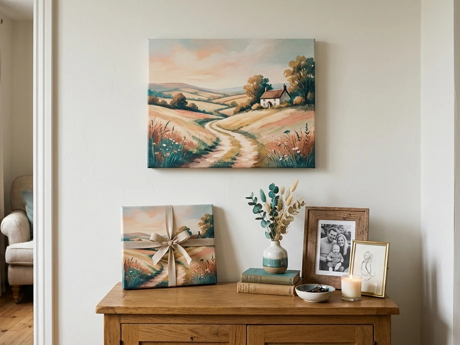 Standard canvas print displayed in a modern living room